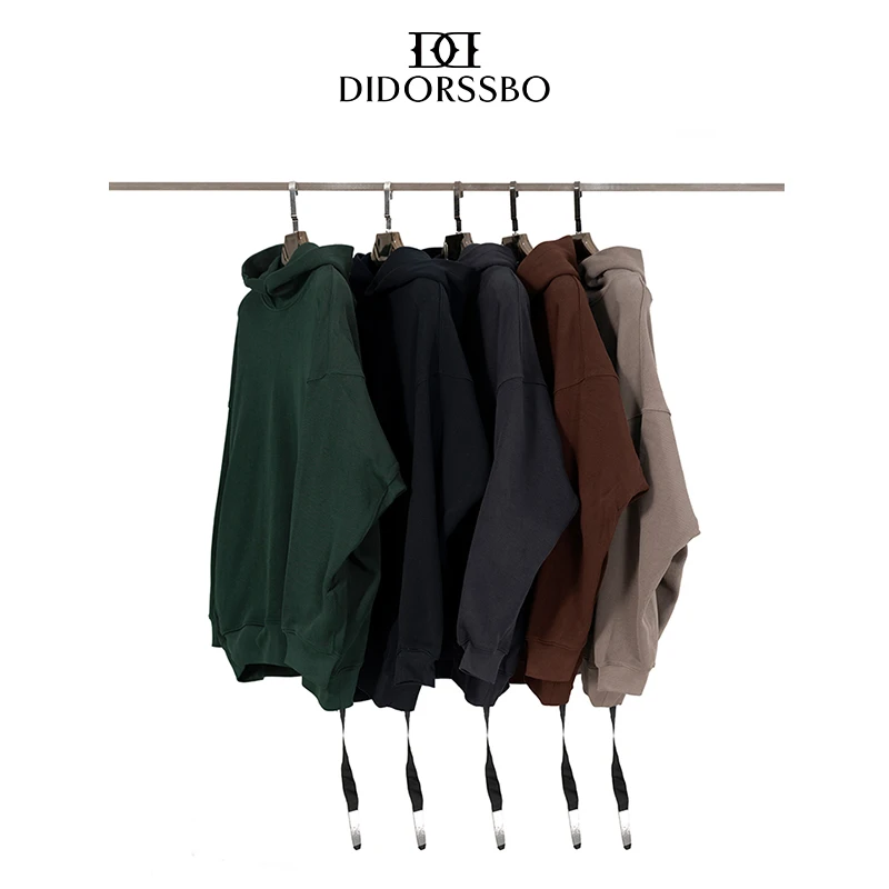 DIDORSSBO秋冬新款韩版宽松重磅纯色港风慵懒连帽针织卫衣10136