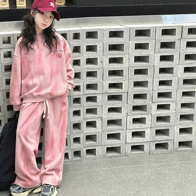 女童春装2024新款大童洋气时髦运动套装网红炸街儿童卫衣女孩春秋