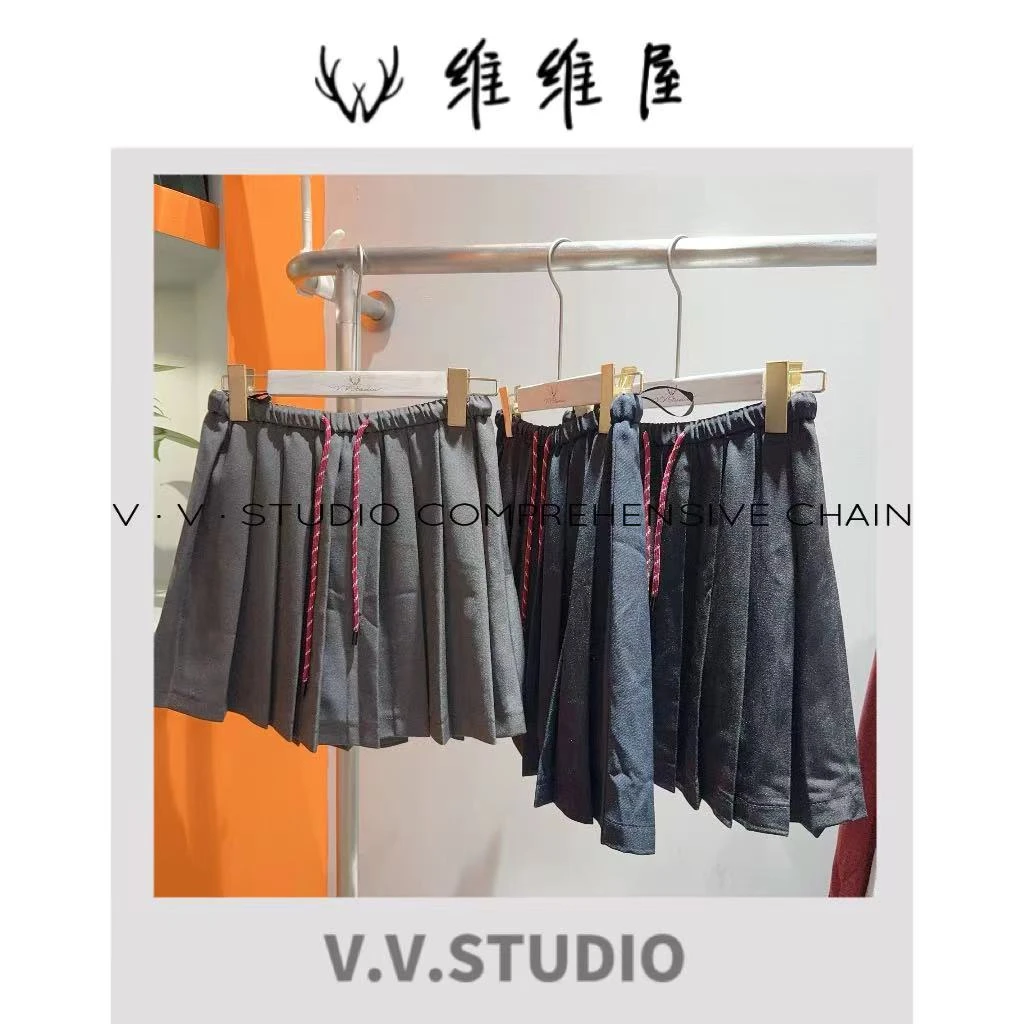 V·V·Studio【减龄百褶】红绳半身裙