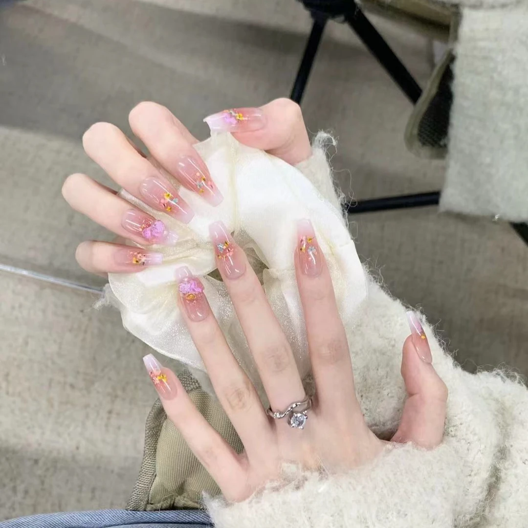 【花间集】纯手工美甲腮红小花指尖法式显白可拆卸穿戴甲