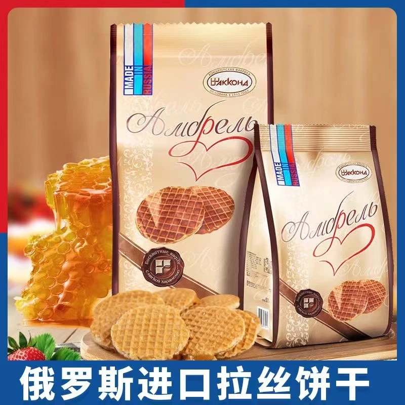 俄罗斯进口焦糖蜂蜜拉丝饼干408克 hasal piranik