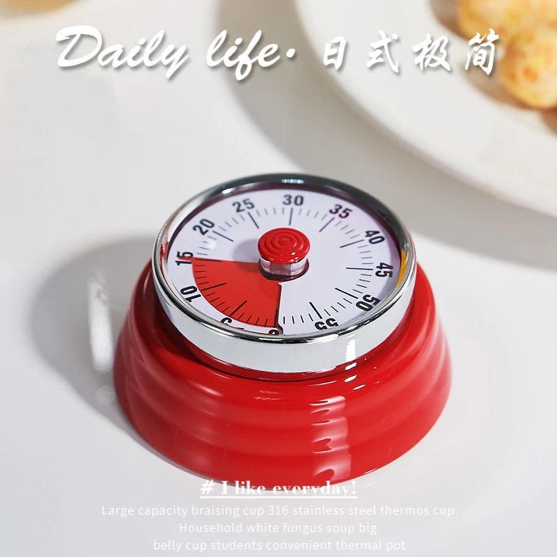 日式机械计时器厨房煲汤定时提醒器可视化时间管理倒计时磁吸闹钟