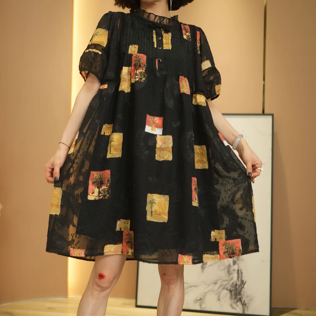 气质高级感高端连衣裙女2024夏季新款时尚百搭微胖显瘦裙子遮肉