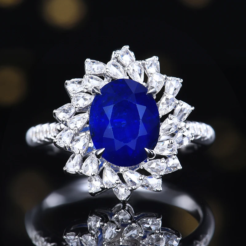 卡莱诗精致优雅 主石3.12克拉 18K金 天然皇家蓝蓝宝石戒指