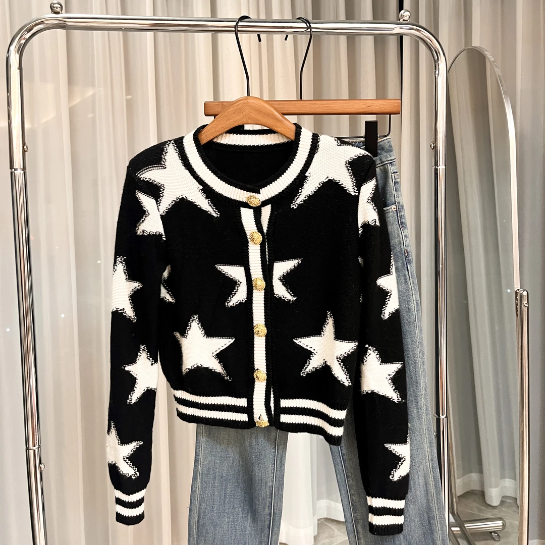 【五角星】扣子毛衣针织开衫3096