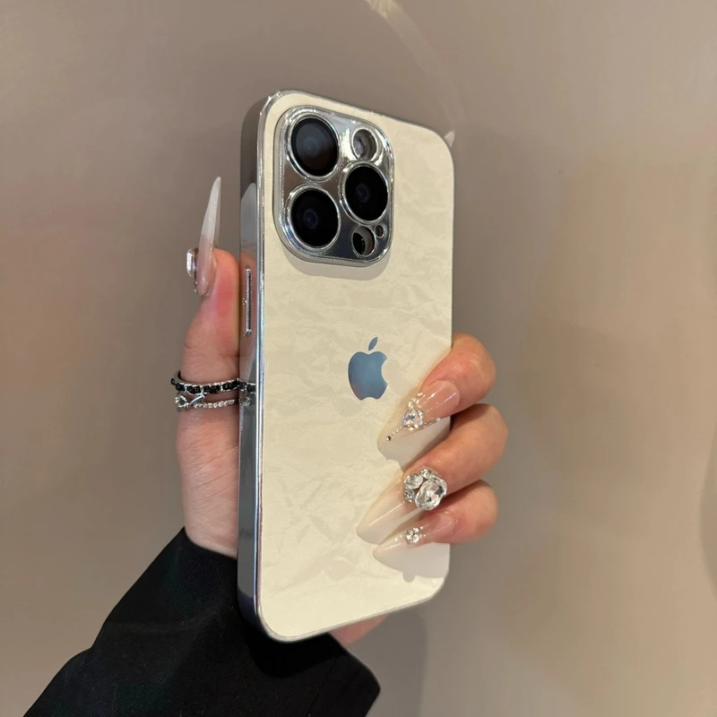 绒布电镀边适用苹果15promax手机壳高级感iPhone16带镜头膜14/13