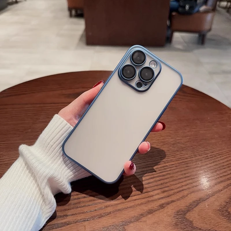 自带镜头膜苹果15promax磨砂手机壳iphone16简约14防指纹13保护壳