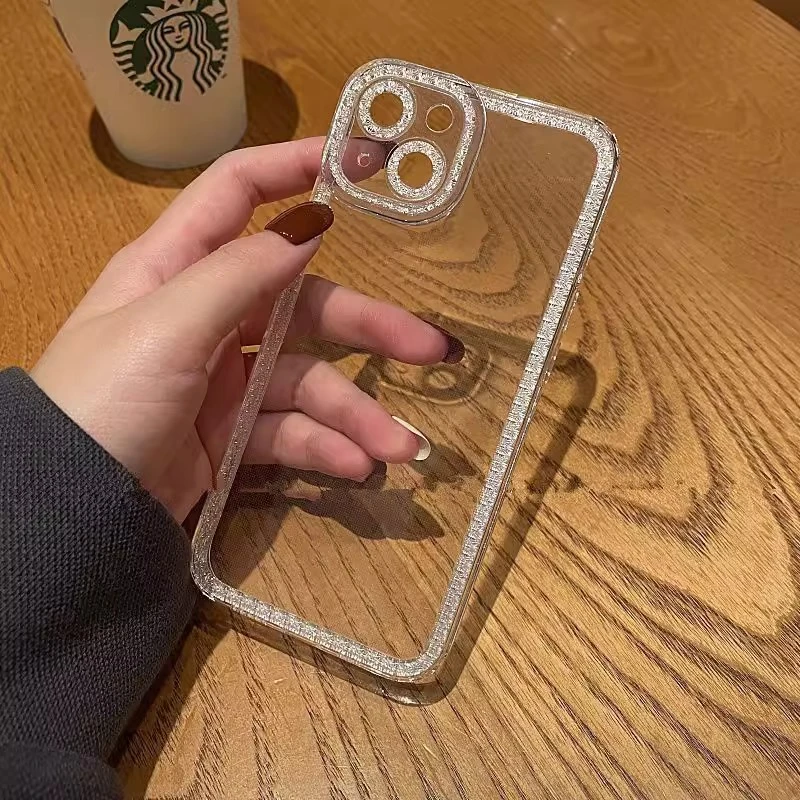 水钻苹果15手机壳iPhone14透明防摔13promax全包12镜头XR高级感11