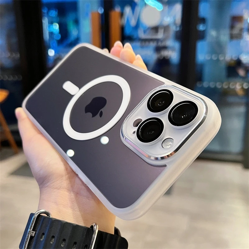 自带镜头膜适用苹果16promax磁吸手机壳透明亚克力15/14硬背13