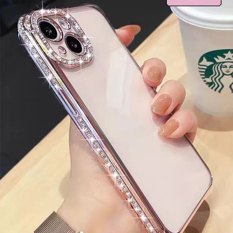 镜头带钻苹果16/17promax轻奢透明手机壳iPhone15全包镜头保护壳