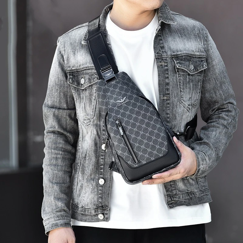 【海外轻奢】奢侈时尚新款胸包男士包胸前斜挎包软皮单肩包休闲挎包