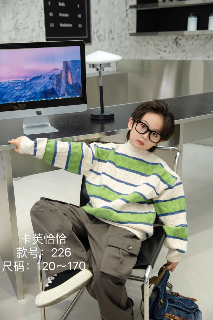 毛衣条纹圆领120-170