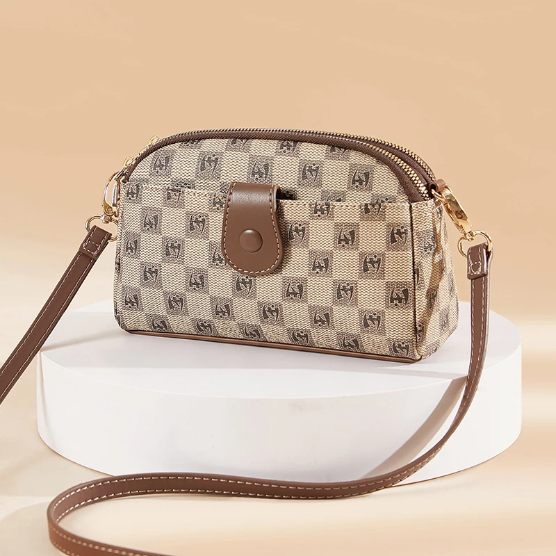 HUNGYUET百搭女士格子单肩斜挎包小包包女斜挎包小包包上班专用