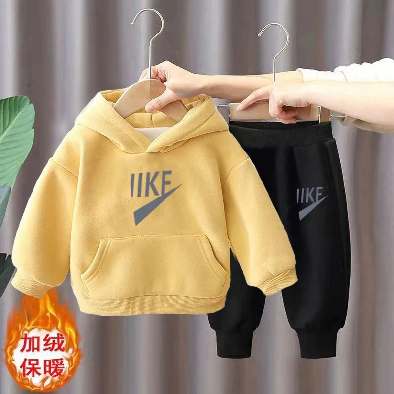 巴拉秋冬装套装2023新款洋气宝宝衣服小儿童加绒加厚卫衣两件套潮