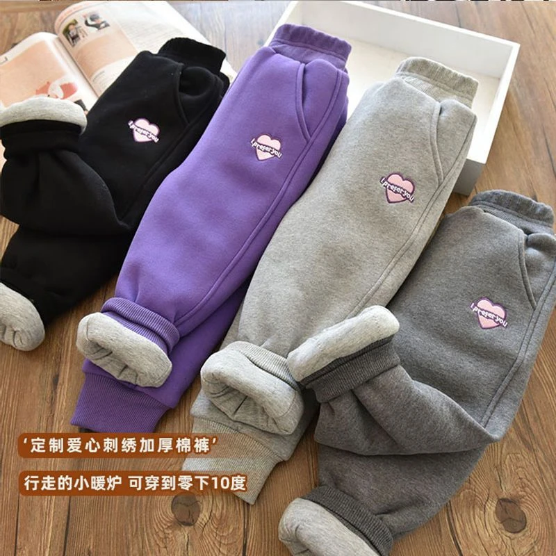 巴拉加绒裤子冬款外穿女童裤子加厚一条过冬洋气男童棉裤保暖裤冬