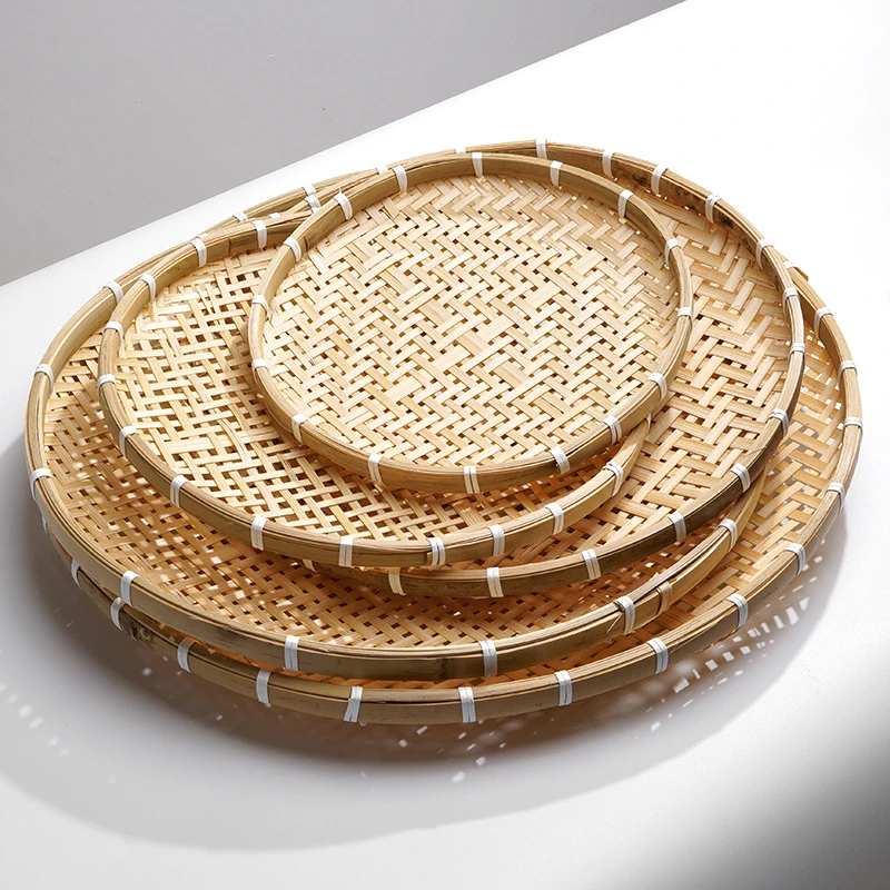 竹编晒垫制品竹盘网盘网格装饰镂空竹板茶筛子方形环创幼儿园挂件