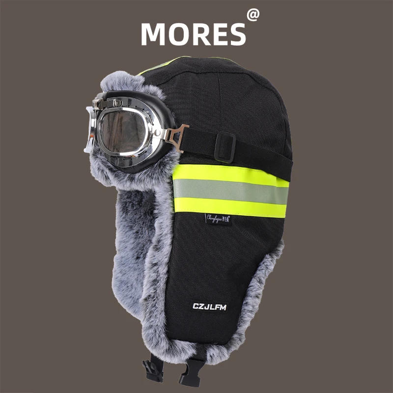 反光雷锋帽男防水冬天夜间骑车电动车防风防寒冬季帽子女护耳加厚