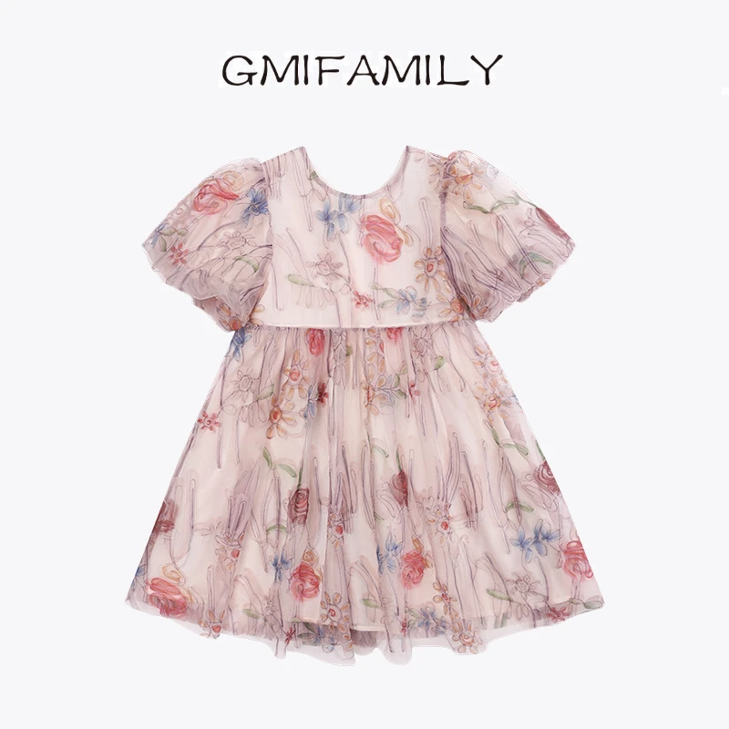 53370吉米【烂缦夏花】女童碎花公主裙洋气甜美夏款儿童网纱连衣裙