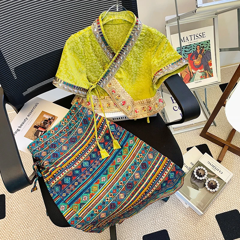 553214原创设计【傣族公主】少数民族风儿童洋气女童套装裙子两件套