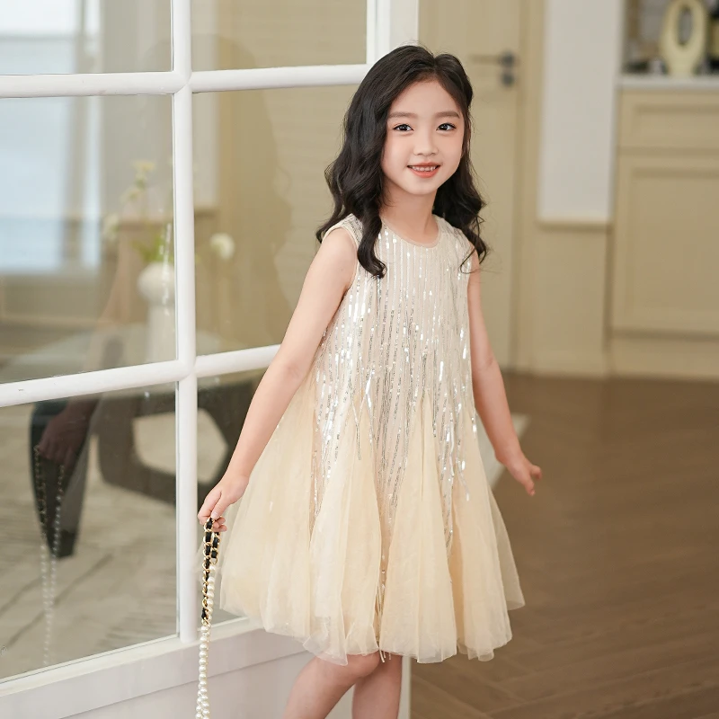 33040吉米【流金岁月】高级感礼服女童连衣裙夏季流苏背心亮片裙子
