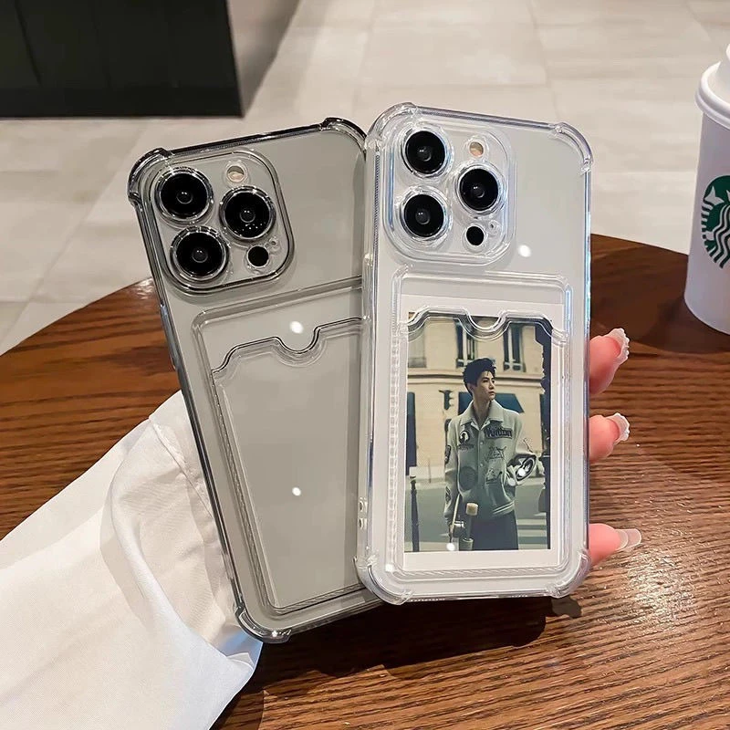 简约防摔可插卡套适用苹果15promax手机壳保护套14/13硅胶11情侣X