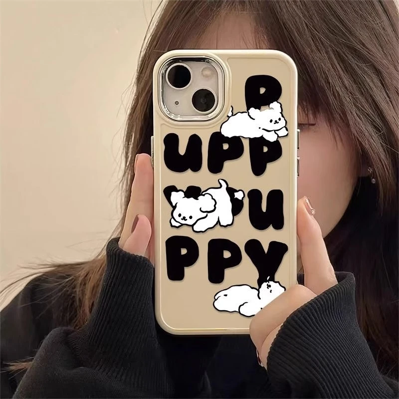 壳匠可爱英文小白狗苹果15promax手机壳iPhone14软壳13防摔12全包