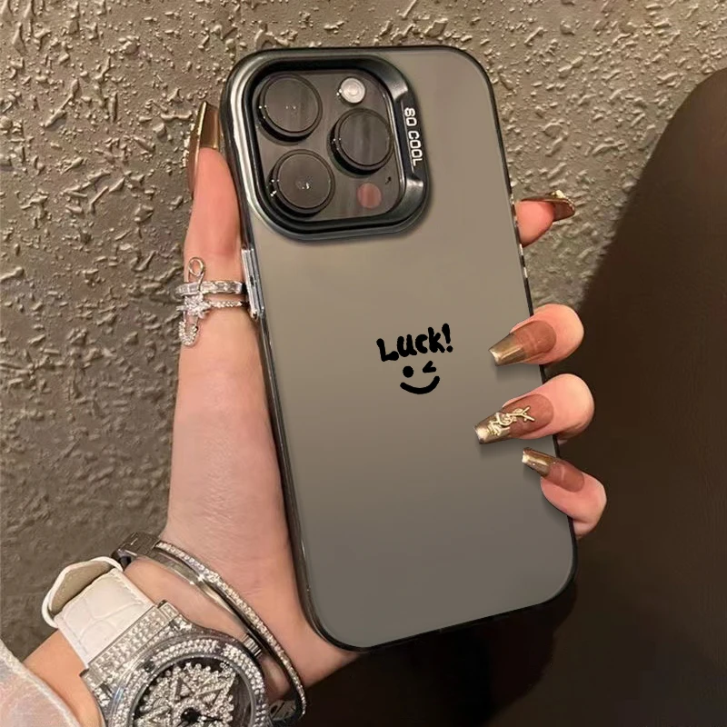 黑色简约笑脸适用苹果14/13手机壳iPhone15promax创意X简约12个性