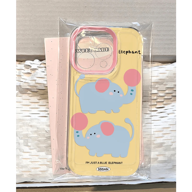 顶皮球大象适用苹果15PROMAX手机壳iPhone14软壳11可爱卡通13透明