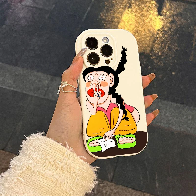 搞怪蹲坑女孩适用苹果15手机壳iPhone14promax新款13个性12创意11