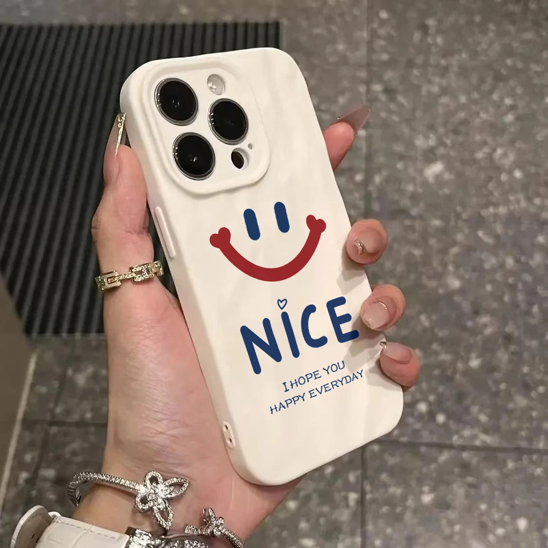 nice笑脸适用苹果15/14/13褶皱纹手机壳防摔11/12/xs全包卡通可爱