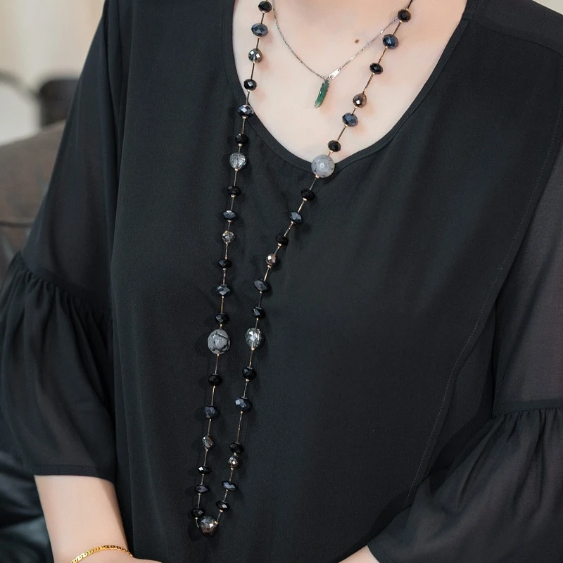 非金属亚克力吊坠 向晚意【日月星辰】仿水晶多层长款挂件IC244224