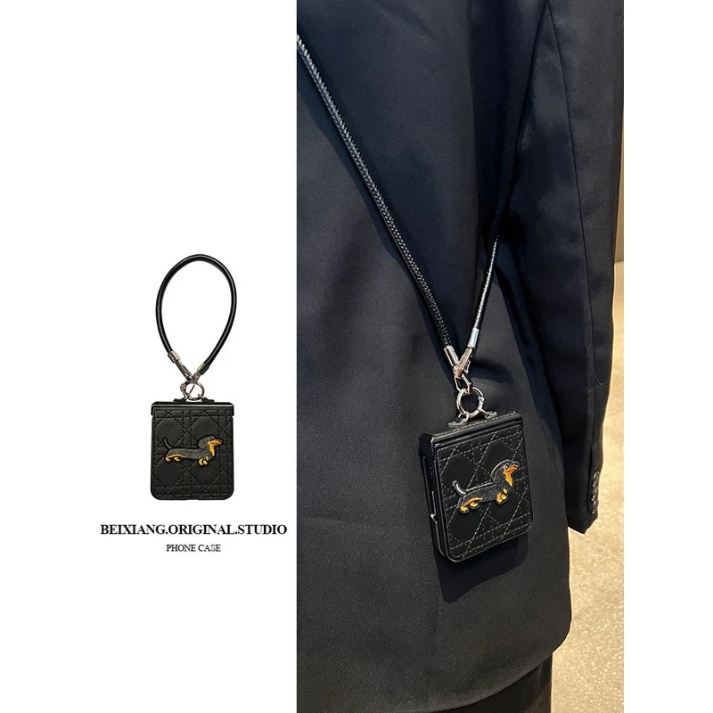 高级感腊肠狗适用华为pocket2手机壳zflip6宝盒mixflip全包折叠屏