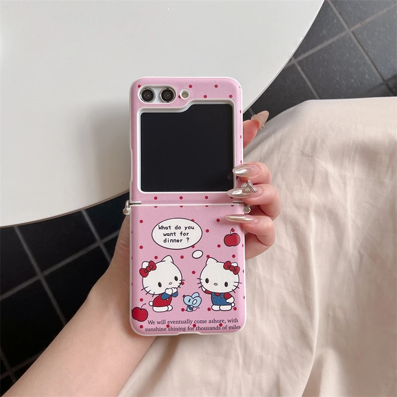 适用三星zflip6/5手机壳可爱KT猫华为Pocket2全包中轴mixflip新品