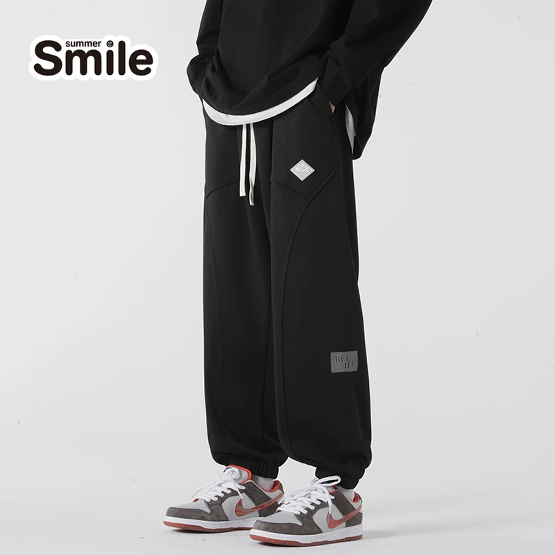 summersmile2023秋季新款纯色质感束口ins显瘦美式潮流直筒休闲裤