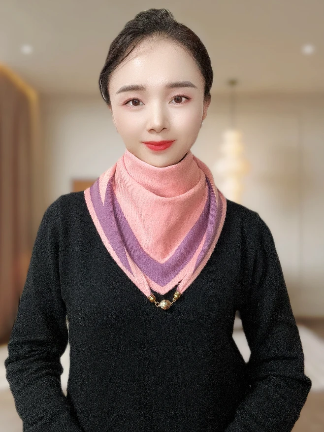 【2条装更划算】秋冬季双面双色加厚针织保暖三角围巾女士护颈防风