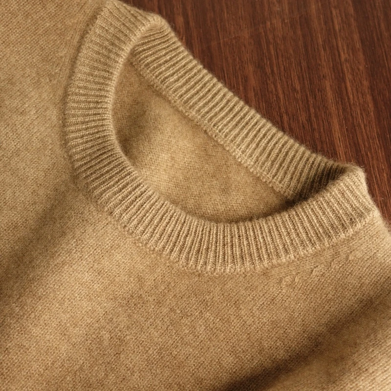 圆领双股加厚羊绒衫 100%山羊绒商务针织衫