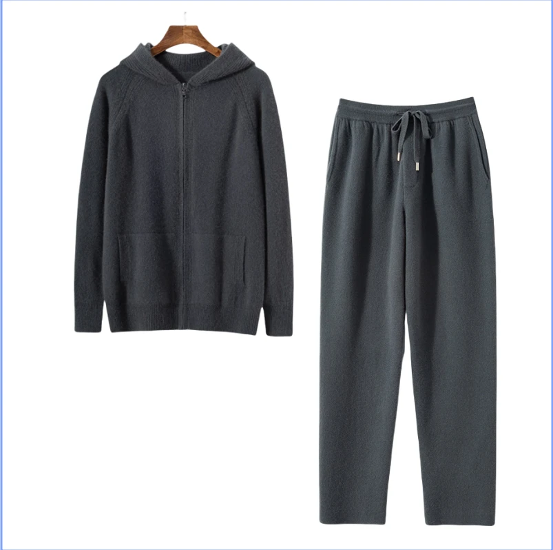 【MANDI】LP同款系列带帽休闲纯山羊绒套装针织开衫