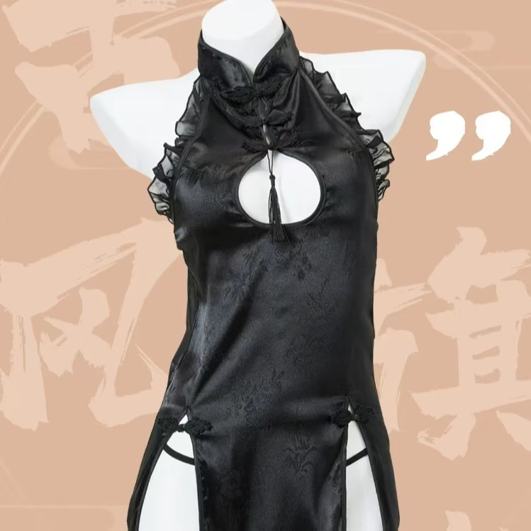 【文艺旗袍】性感复古火辣显瘦蕾丝镂空诱惑睡衣旗袍家居服套装