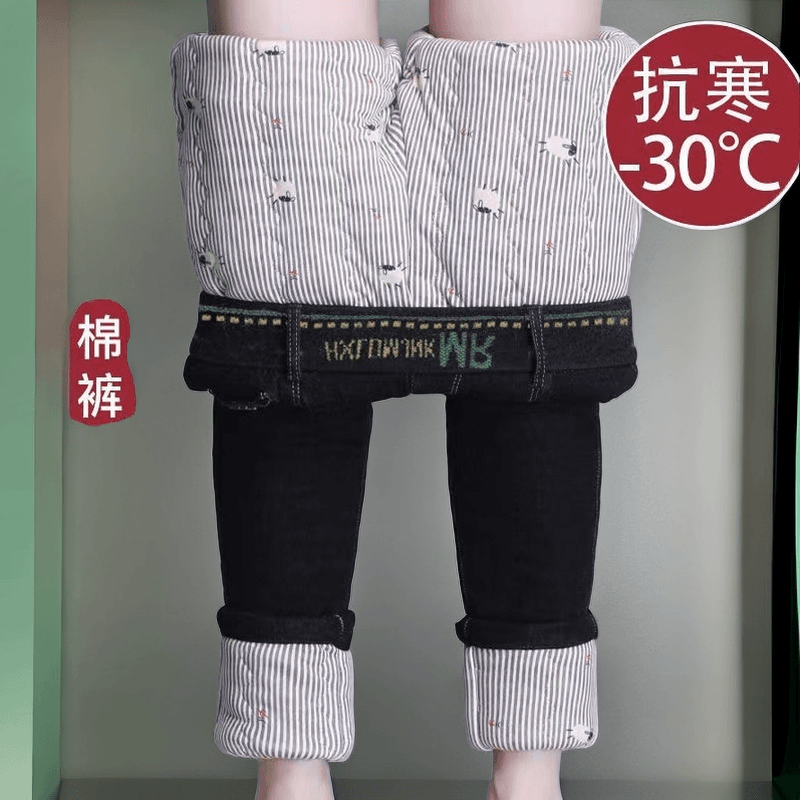 加厚加绒棉裤牛仔棉女裤女外穿特厚牛仔裤新款冬季裤子高腰时尚款