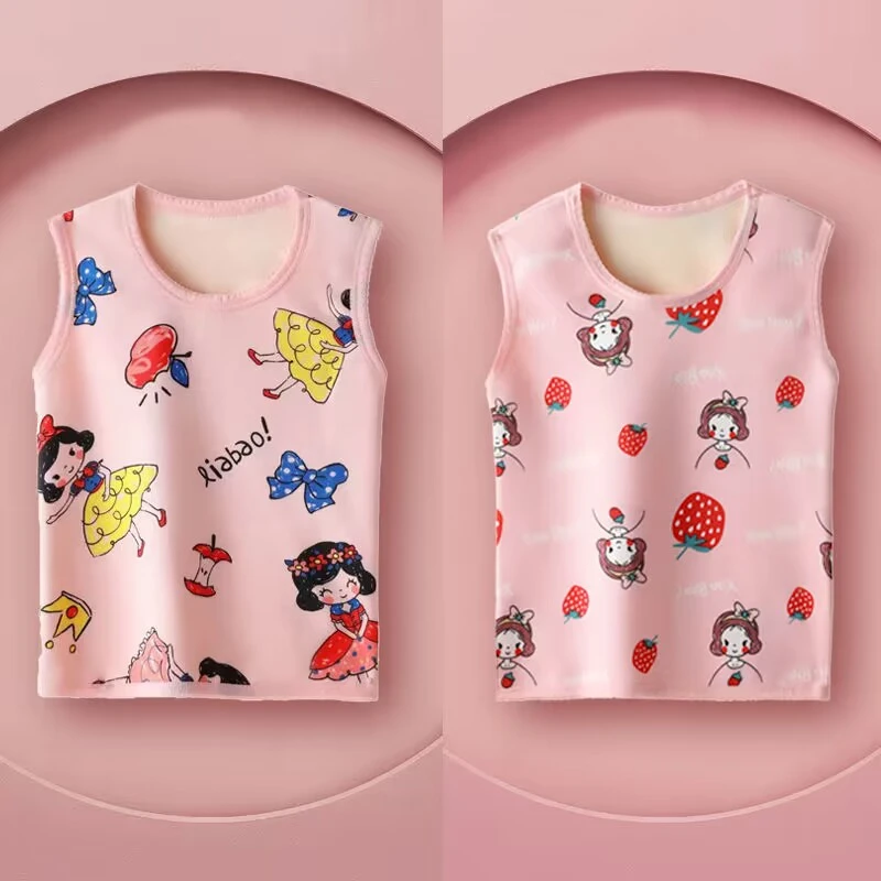 儿童保暖背心加绒女童马甲秋冬内穿男童加厚小童打底背心宝宝上衣