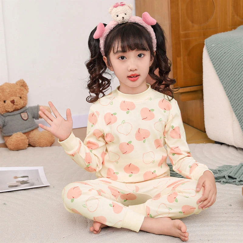 2-13岁中领儿童纯棉保暖内衣套装女童秋衣秋裤女宝宝打底衫女孩春