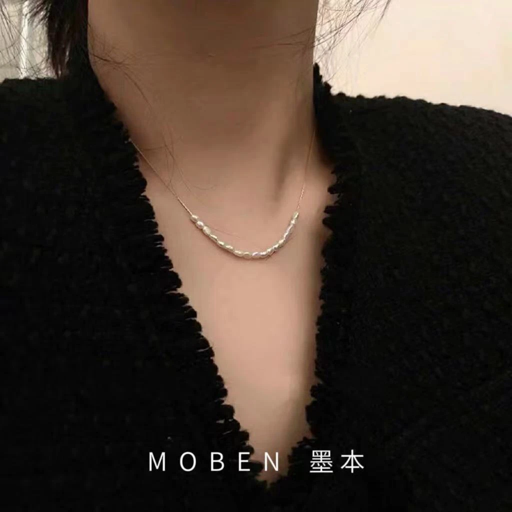 铜合金项链 墨本【伊人夕岸】法式轻奢百搭坠微笑款锁骨链