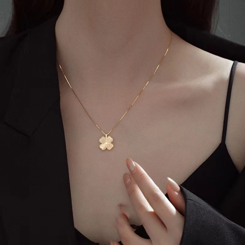 钛钢项链 心形四叶花X10轻奢时尚优雅精气质简约精致百搭ins小众