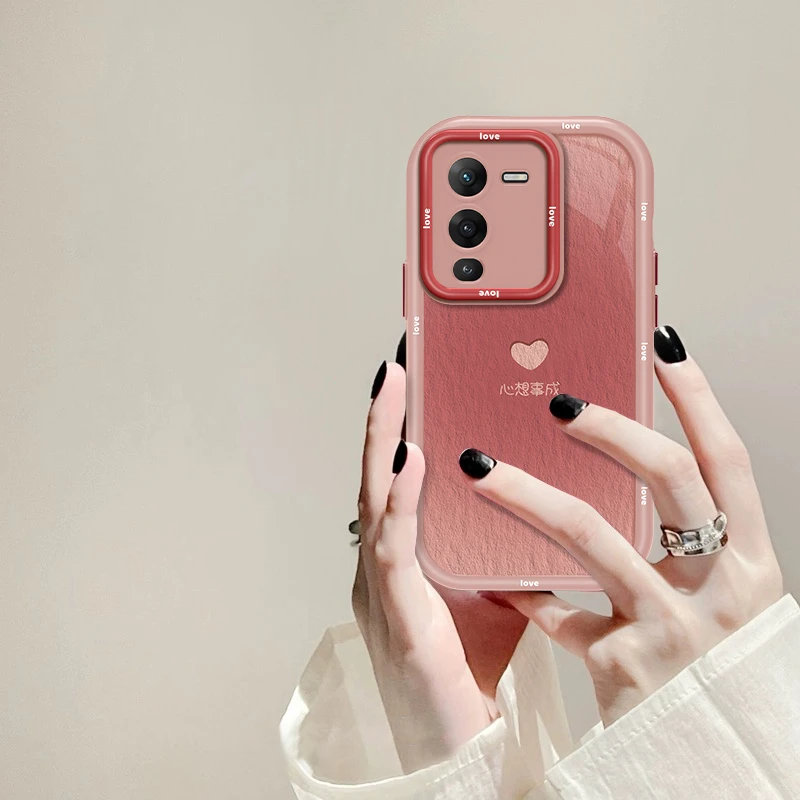 适用于VIVO S15心想事成手机壳奶油硅胶全包防摔壳网红时尚女款