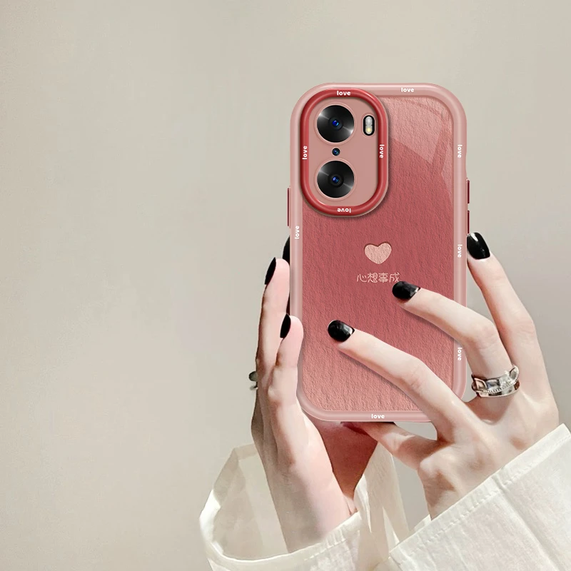 适用于华为荣耀60心想事成手机壳奶油硅胶全包防摔壳创意女款ins