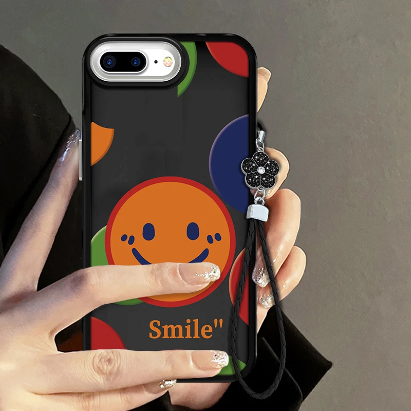 适用于苹果8Plus彩圈笑脸手机壳硅胶软壳创意全包防摔简约女款ins