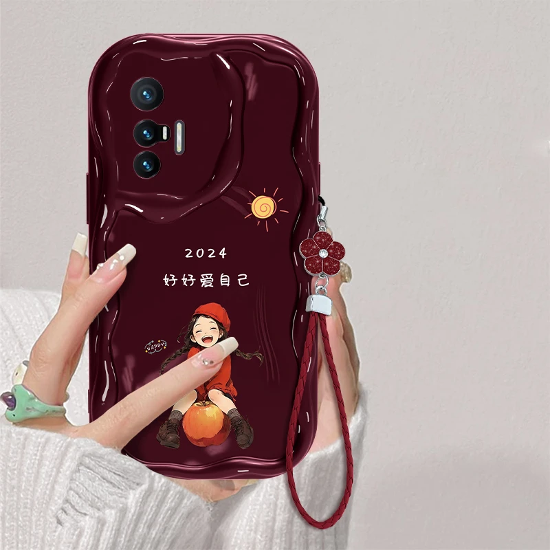 适用于VIVO X70好好爱自己手机壳奶油纹硅胶全包防摔个性女款ins