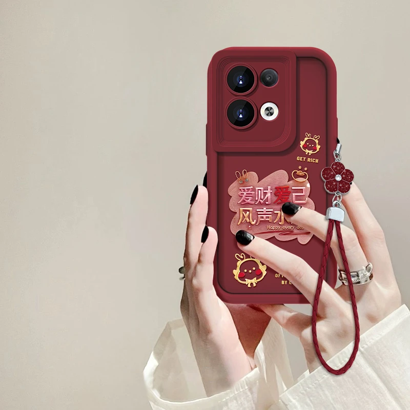 适用于OPPO Reno8Pro+爱财爱己天眼阶梯手机壳全包硅胶防摔壳女款