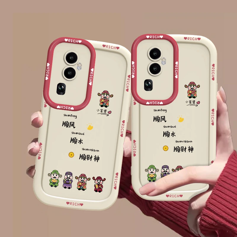 适用于OPPO Reno10Pro顺水顺财神手机壳全包硅胶泡芙壳防摔壳女款