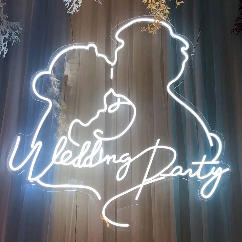婚庆道具led霓虹灯牌婚礼发光情侣头像logo人名字母剪影拍照灯牌